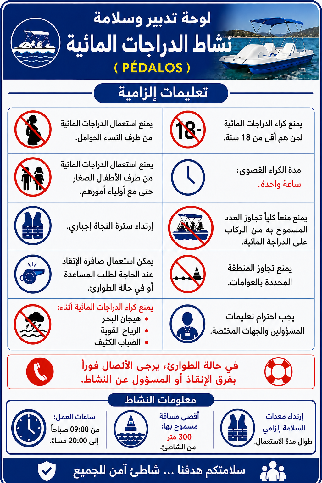 لوحة تدبير وسلامة نشاط الدراجات المائية